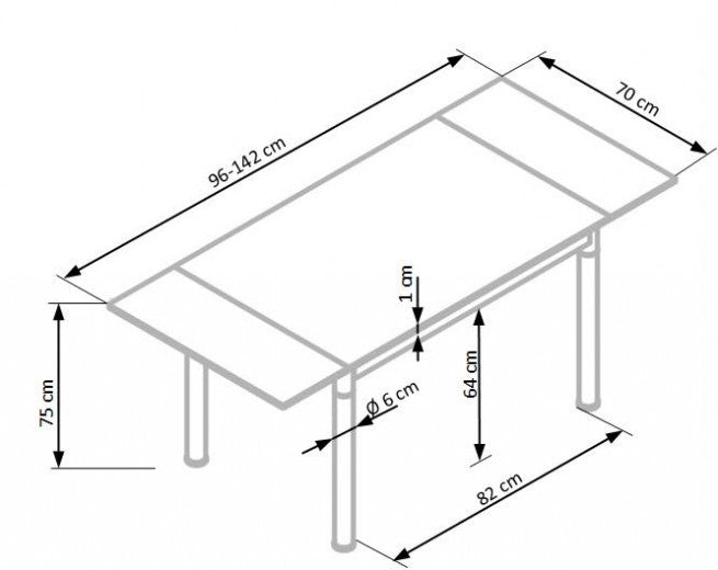 Table extensible en verre et métal Logan 2 Blanc / Chrome, L96-142xl70xH75 cm
