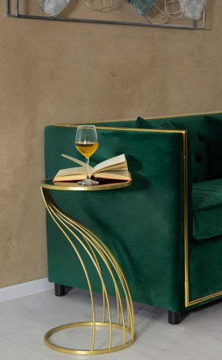 Verre, MDF et métal Flush Glam Petite table porte-téléphone Noir / Or, Ø35xH60 cm