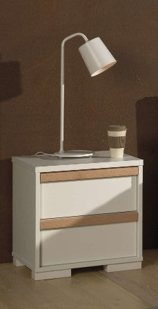 Table de chevet de pal, avec 2 tiroirs blanc / naturel londonien / enfants, l48.1xa40xh48.8 cm