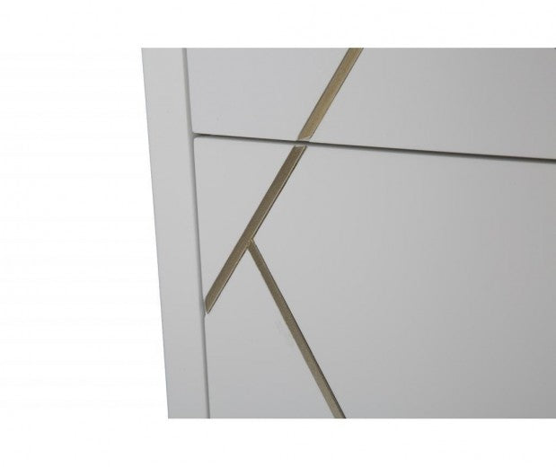 Table de chevet en MDF et métal, avec 2 tiroirs Luxy Blanc/Or, l45xA40xH51 cm