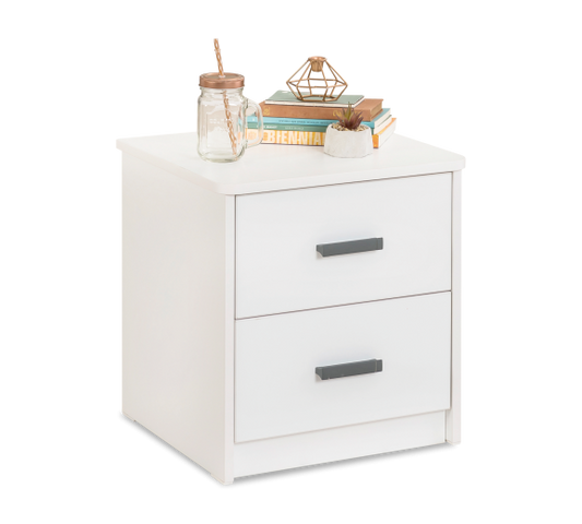 Table de chevet en bois avec 2 tiroirs pour les jeunes Blanc, l43xA41xH46 cm