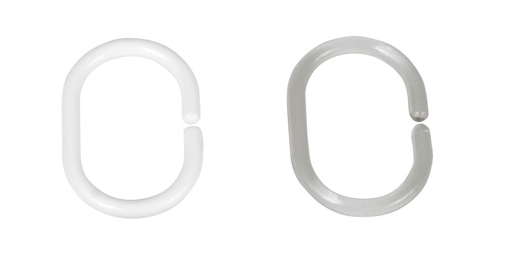 Anneaux de rideau de douche, plastique, crochet ovale transparent, 3 x 4,5 cm, 12 pièces