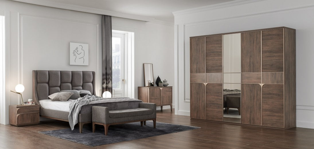 Miroir décoratif avec cadre en noyer doré, l40,6xH75,6 cm