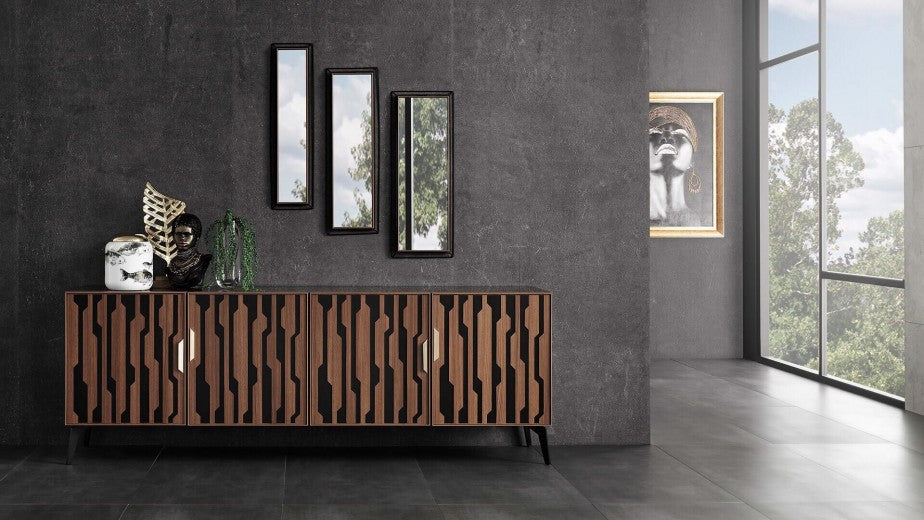 Miroir décoratif avec cadre Louisa Large noyer / noir, l30,5xH80,6 cm