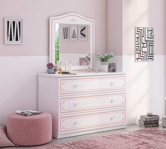 Miroir déco avec cadre pâle Selena Rose Blanc / Rose, l73xH90 cm