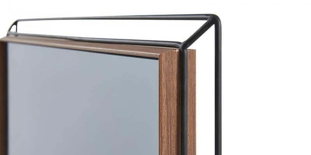 Miroir décoratif avec cadre en Noyer Louisa pâle et métal / Noir, l55,5xH70,4 cm