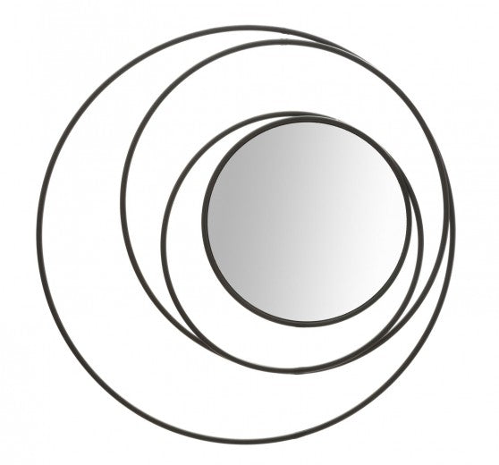 Miroir décoratif en métal Cercles Noir, Ø80 cm