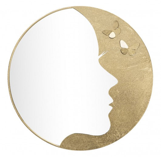 Miroir décoratif avec cadre en métal Glam Lady Luxy doré, Ø80 cm