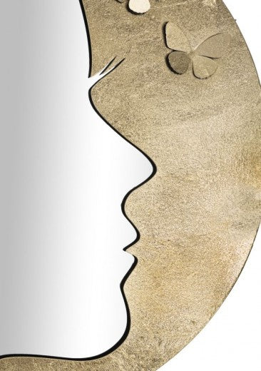 Miroir décoratif avec cadre en métal Glam Lady Luxy doré, Ø80 cm