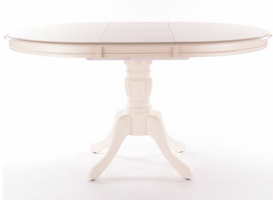 Table extensible en bois massif Olivia Écru, L106-141xl106xH76 cm