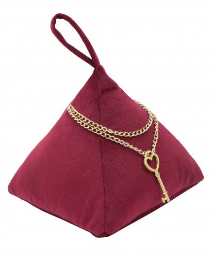 Butoir de porte en matière textile Triangle Bordeaux, L14xl14xH20 cm