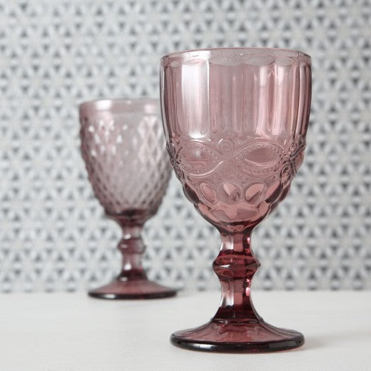 Verre à vin, Aurora verre rose foncé, Modèles assortis, Ø9xH17 cm