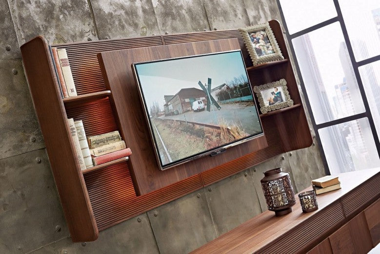 Panneau TV suspendu en aggloméré Noble Walnut, l203xA24,5xH95,3 cm