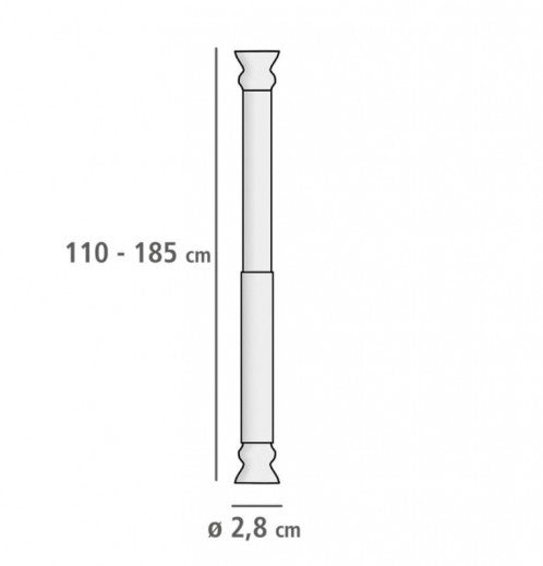 Support de rideau de douche télescopique, aluminium, Angle Medium Blanc, Ø2.8 cm, L110-185 cm