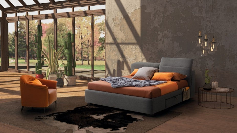 Fauteuil fixe tapissé de tissu, Caroline Orange, l92xA72xH74 cm