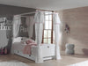 Pin et MDF Lit en bois avec canopée et tiroir, pour les enfants Amoreux blanc, 200 x 90 cm