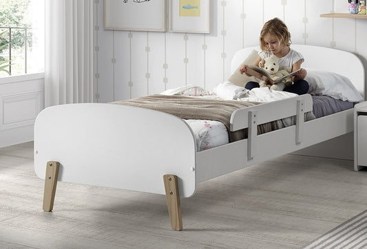 Lit en bois d'épingle et de mdf avec protection, pour enfants blanc kiddy, 200 x 90 cm