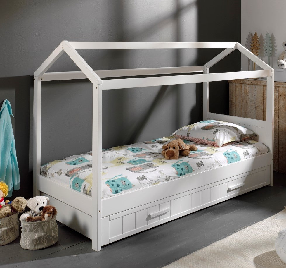 Pin et MDF Lit en bois avec tiroir, pour enfants Type Erik White, 200 x 90 cm