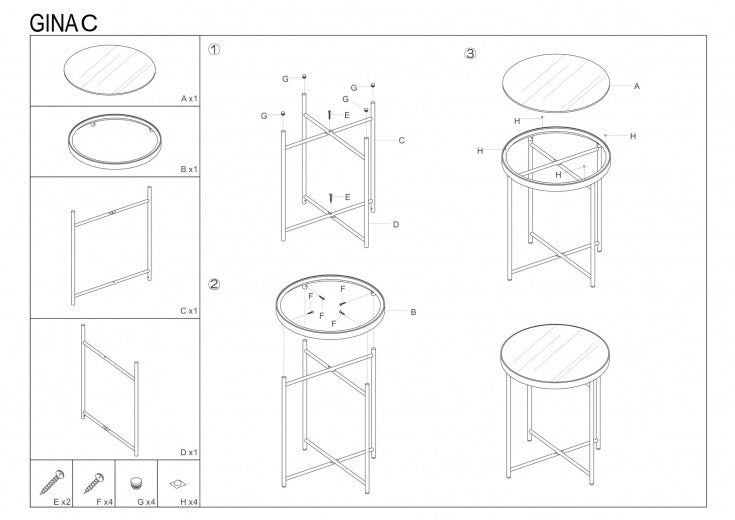 Table basse en verre et métal Gina C Noir / Cuivre, Ø43xH45 cm