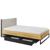 Lit en bois avec 1 tiroir et LED, pour enfants et adolescents, Teen Flex, Naturel / Gris / Noir