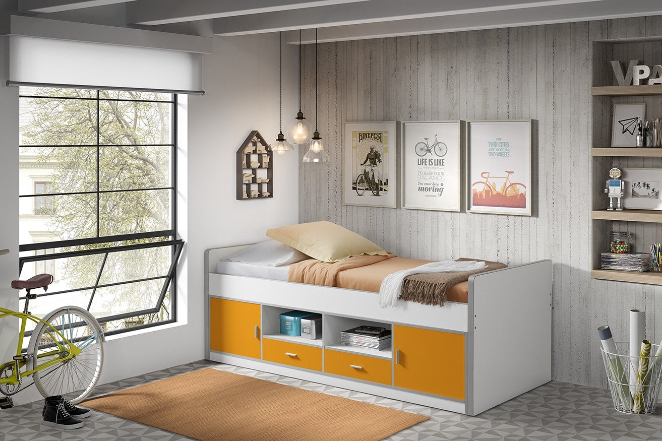 Lit de copain pour enfants bonny capitaine blanc / orange, 200 x 90 cm