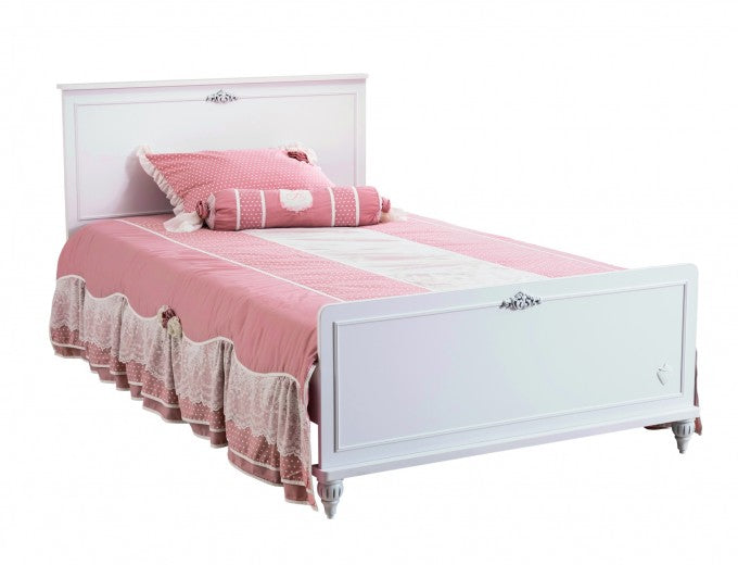 Ensemble de meubles de chambre à coucher en palette, pour enfants et adolescents 4 pièces Romantica Blanc-200 x 120 cm