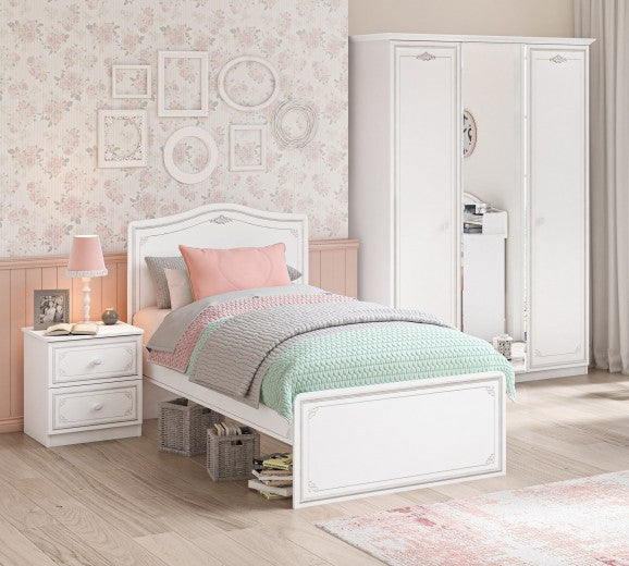 Lit-palette jeune Selena Gris Blanc / Gris-200 x 120 cm