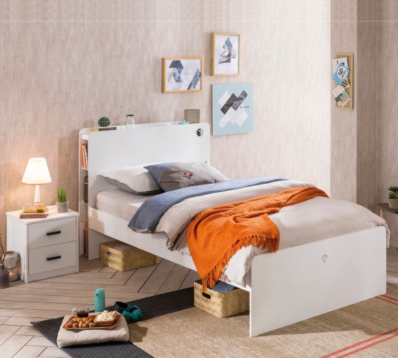 Ensemble de meubles de chambre en palette pour les jeunes 5 pièces Blanc Large, 200 x 120 cm