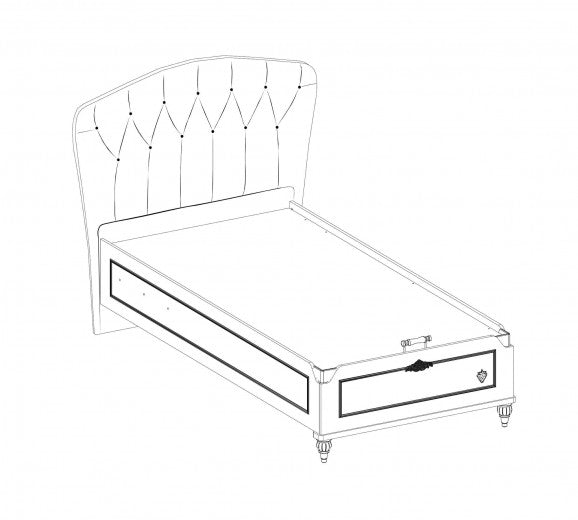 Lit en aggloméré avec boîte de rangement et rembourré en tissu, pour enfants et adolescents, 200 x 100 cm