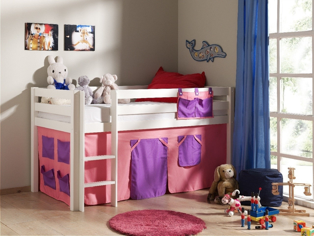 Pin de plancher en bois, avec espace de jeu pour enfants Pino Bella White, 200 x 90 cm