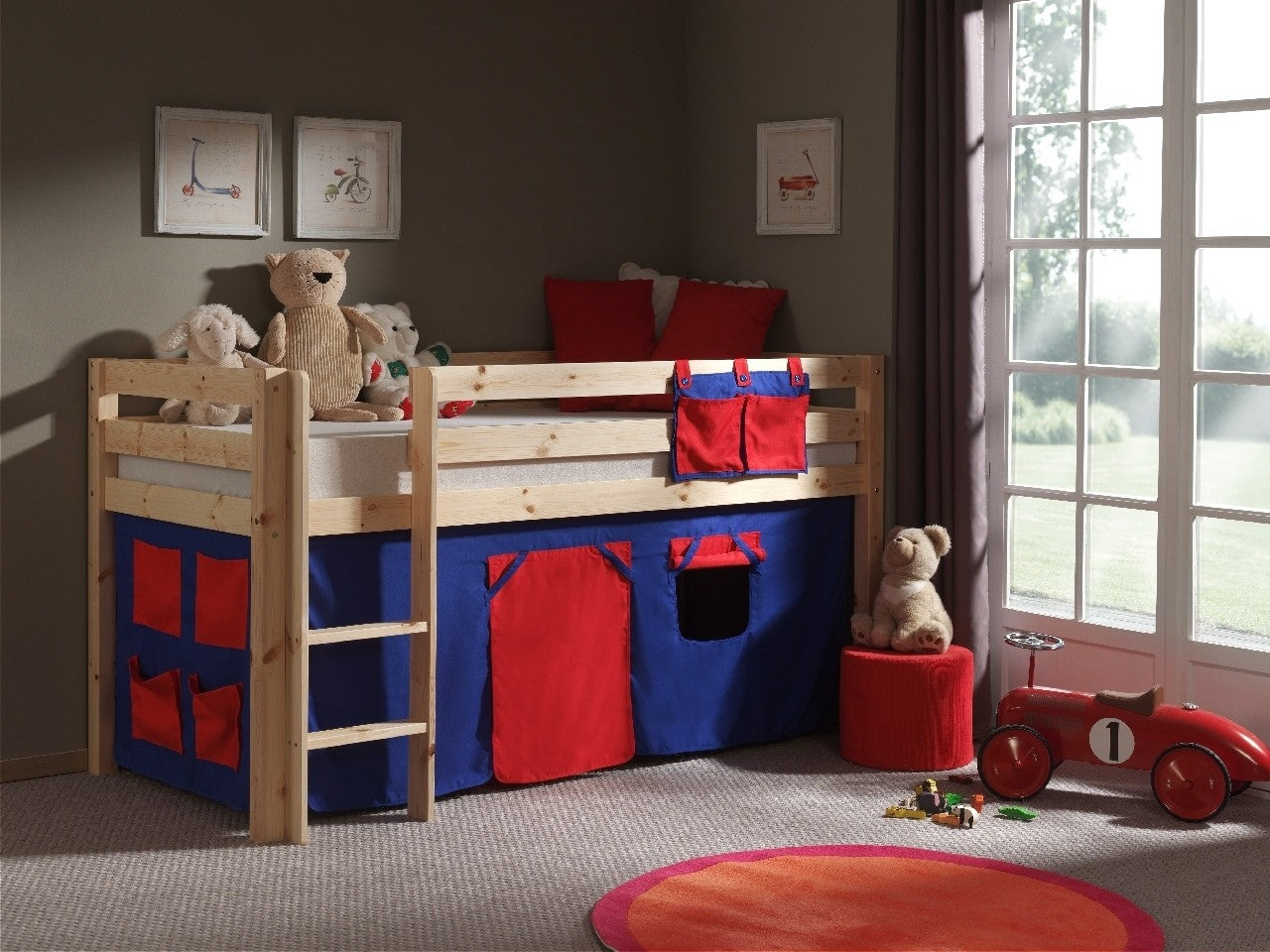 Pin de plancher en bois, avec espace de jeu pour enfants Natural Pino Domino, 200 x 90 cm