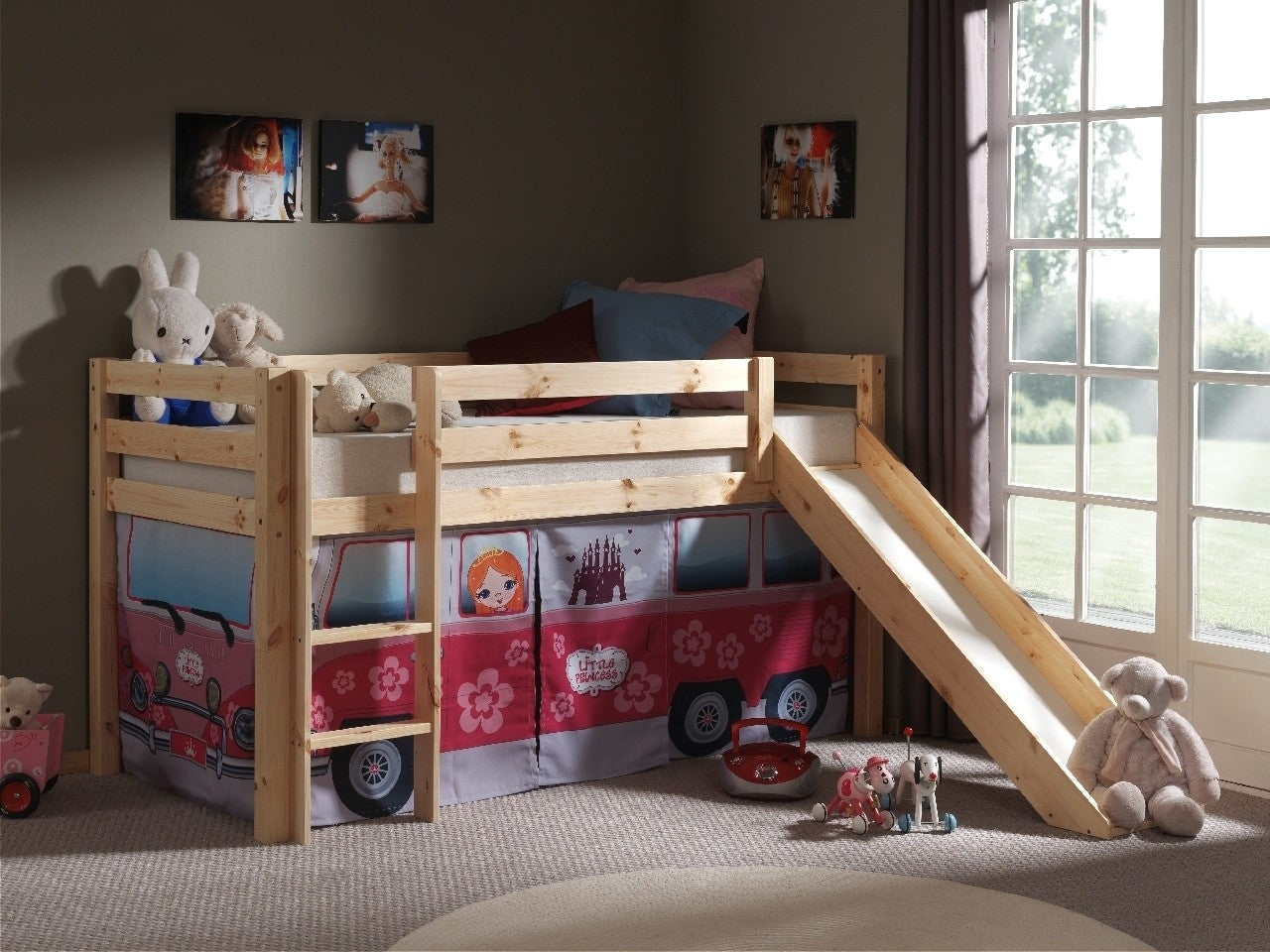 Pin de plancher en bois, avec des enfants Pino Little Princess Natural, 200 x 90 cm