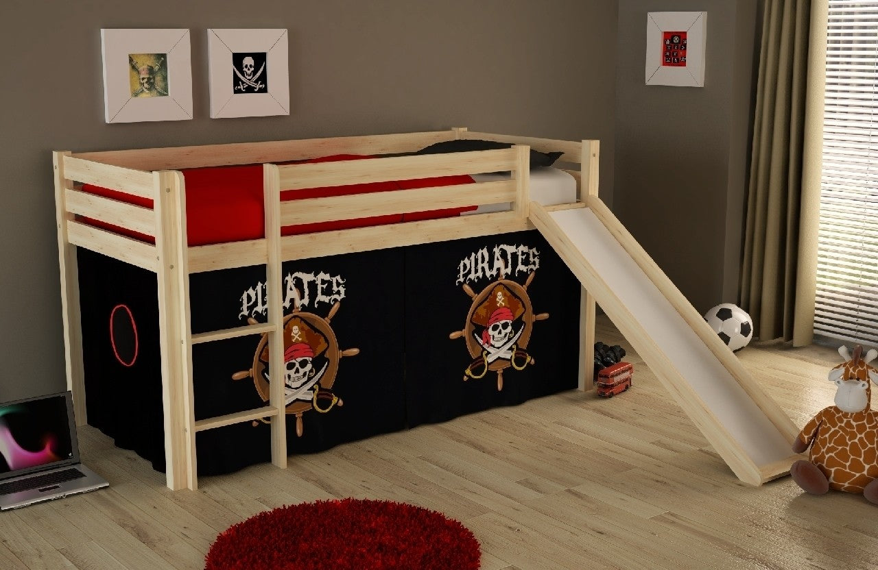 Pin de plancher en bois avec des pirates pino enfants naturels, 200 x 90 cm
