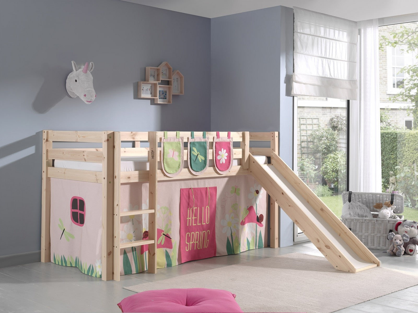 Pin de plancher en bois, avec toboggan de pino pino pour enfants, 200 x 90 cm
