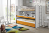 Lit superposé en copain et métal avec bureau et tiroir construits, pour les enfants Bonny White / Orange, 200 x 90 cm