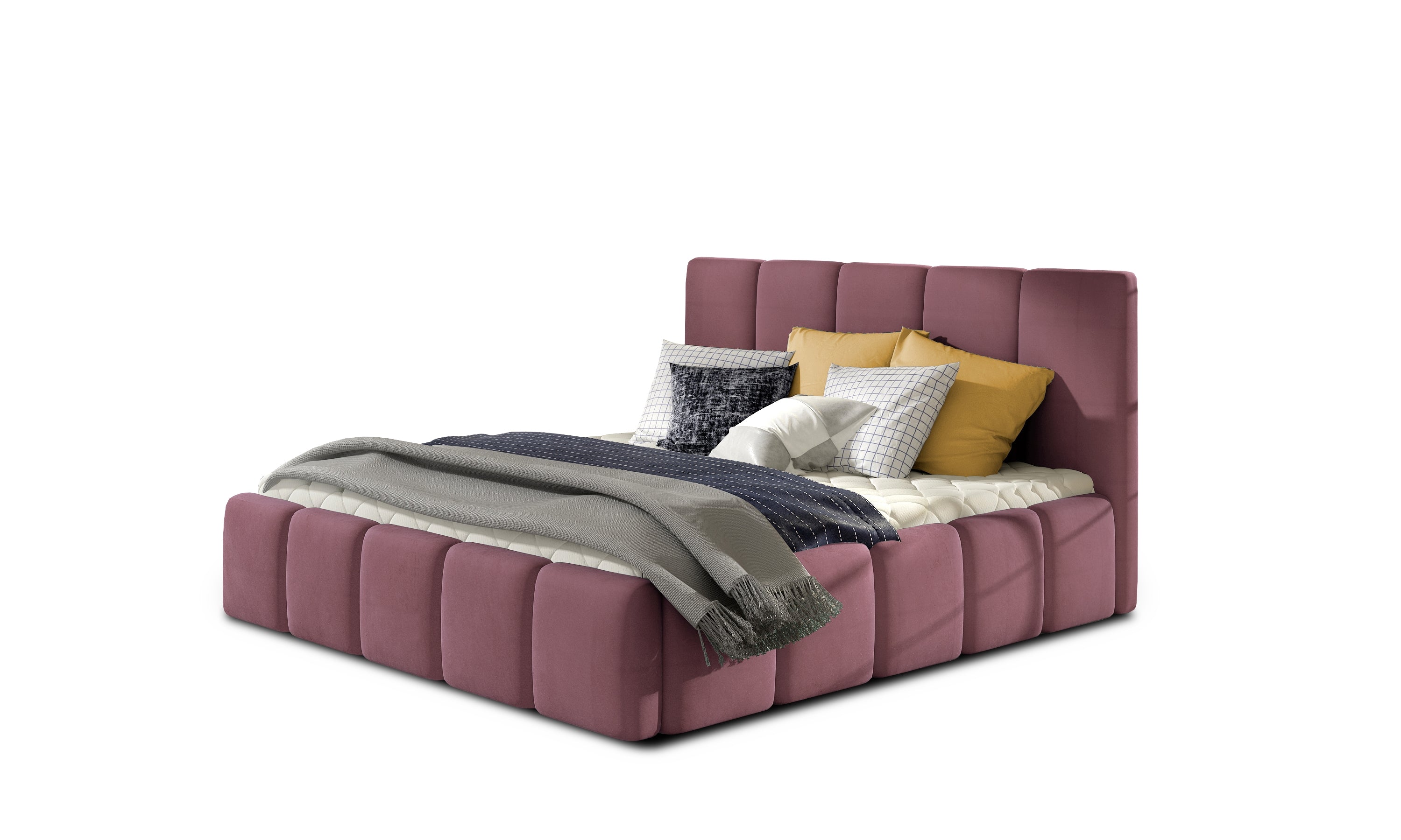 Pat rabatabil cu lada de depozitare, tapitat cu stofa, Edvis Velvet (5)