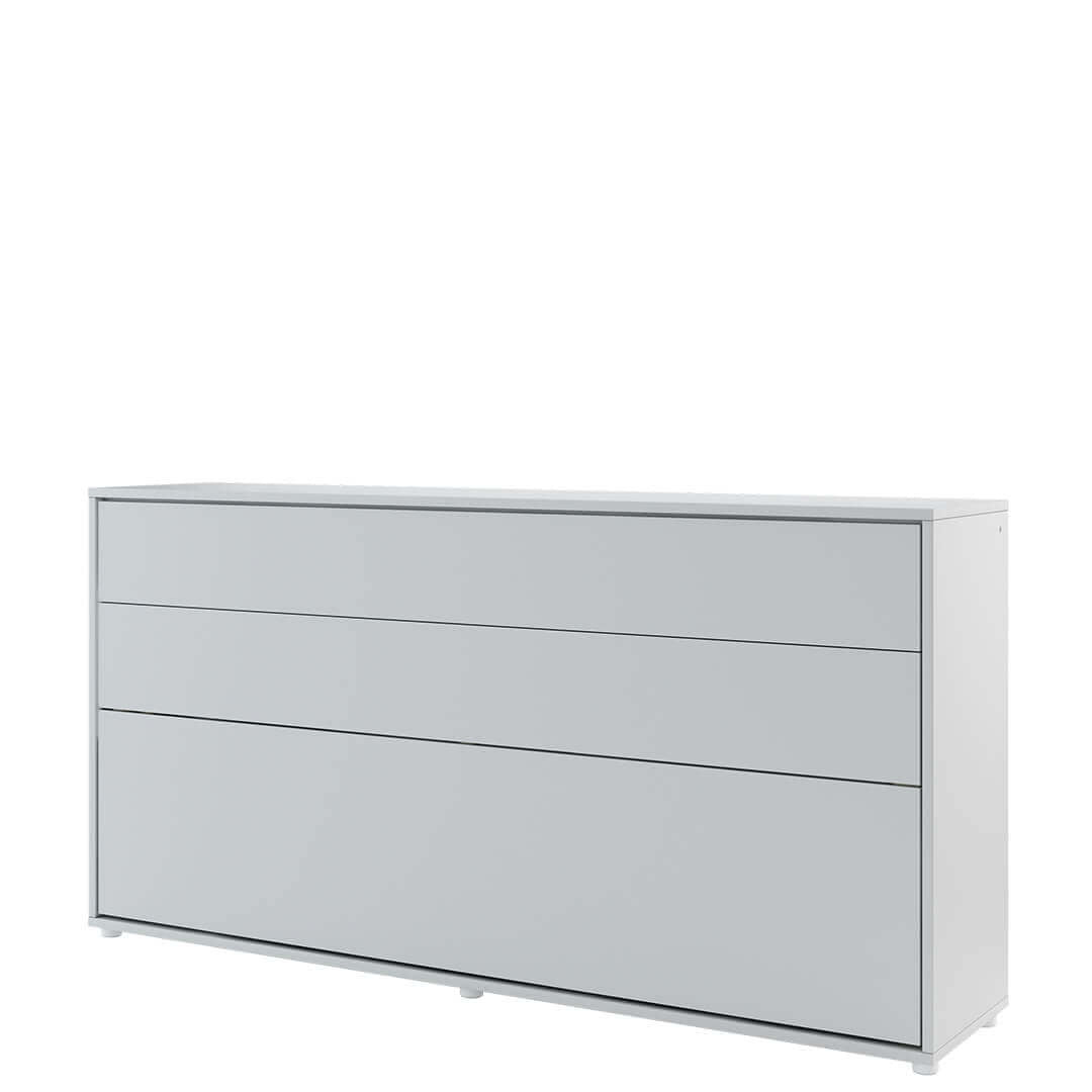 Lit Escamotable au mur, avec mécanisme pneumatique et cadre de lit inclus, Bed Concept Horizontal, Gris Mat