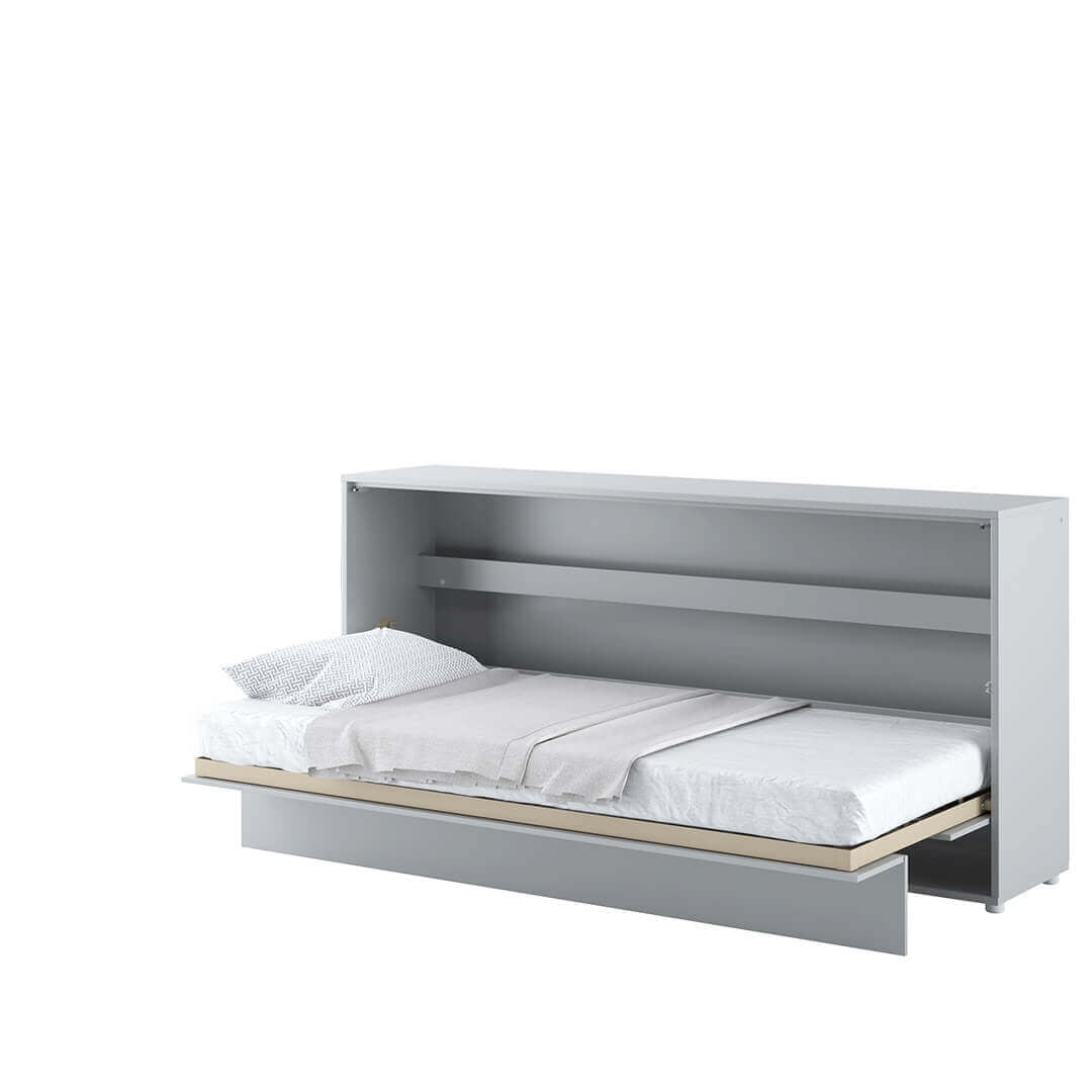Lit Escamotable au mur, avec mécanisme pneumatique et cadre de lit inclus, Bed Concept Horizontal, Gris Mat