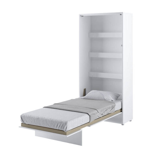 Lit Escamotable au mur, avec mécanisme pneumatique et cadre de lit inclus, Bed Concept Vertical, Blanc Brillant