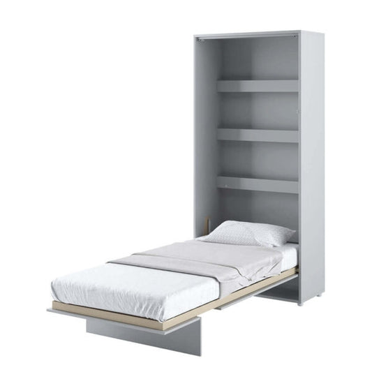 Lit Escamotable au mur, avec mécanisme pneumatique et cadre de lit inclus, Bed Concept Vertical, Gris Mat