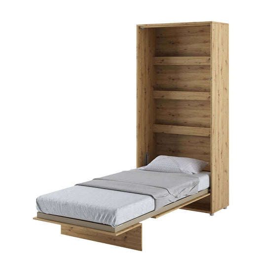 Lit Escamotable au mur, avec mécanisme pneumatique et cadre de lit inclus, Bed Concept Vertical, Chêne artisanal