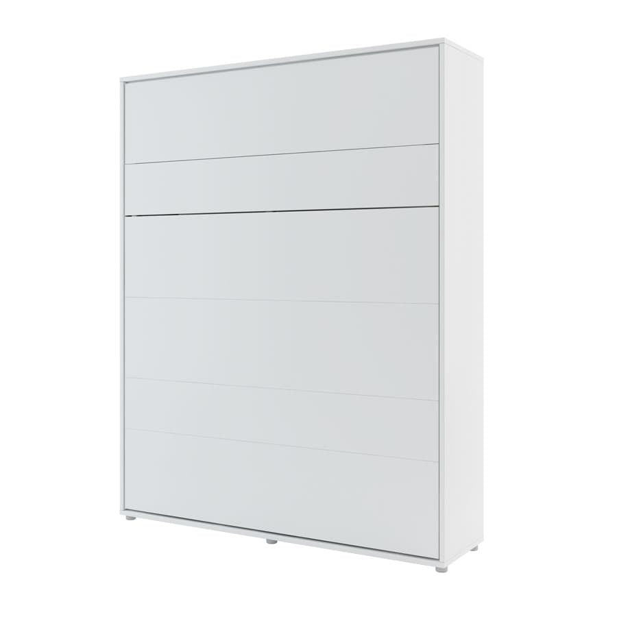 Lit Escamotable au mur, avec mécanisme pneumatique, cadre de lit et 2 armoires BC07, Bed Concept Vertical, Blanc Mat