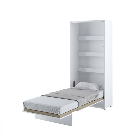 Lit Escamotable au mur, avec mécanisme pneumatique et cadre de lit inclus, Bed Concept Vertical, Blanc Mat