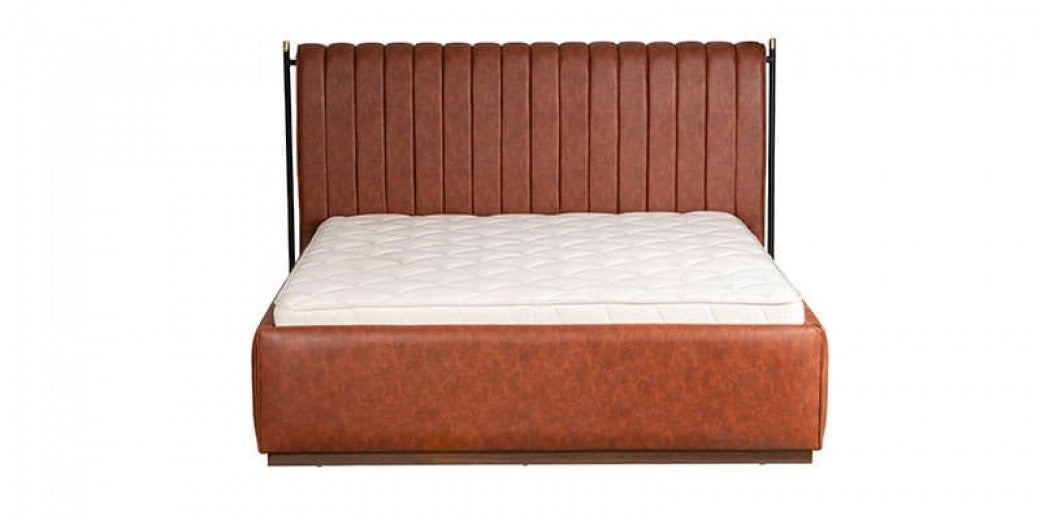 Lit rembourré en cuir écologique Matilda Caramisu-200 x 160 cm