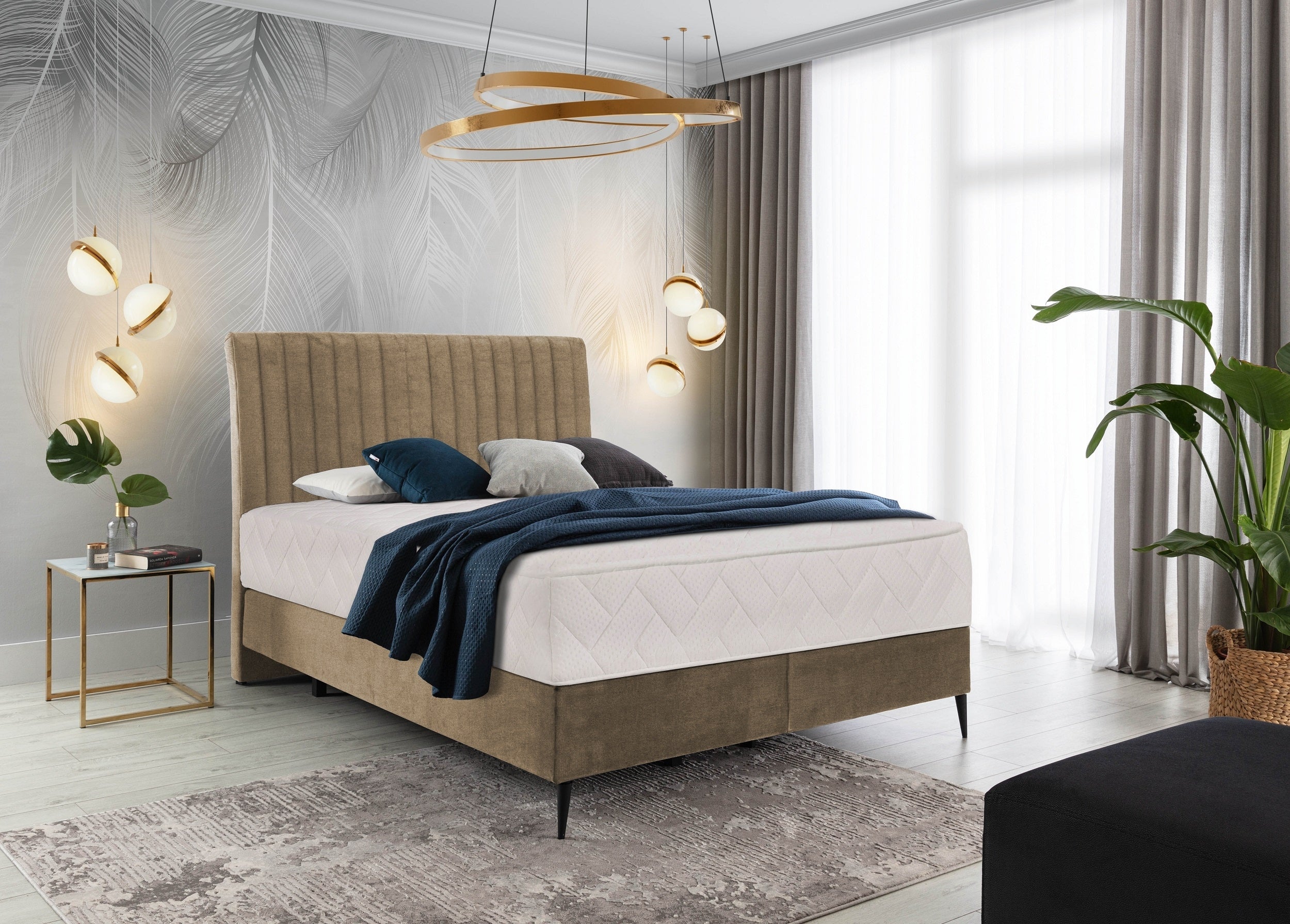 Pat tapitat cu stofa, Blanks Boxspring Nube (1) & ELTMPL-BED-BLANCA-BOXSPRING-NUBE