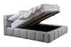 Lit rembourré avec tissu bouclé, Cadre de lit pliant avec espace de rangement, Baloo Gris