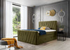 Pat rabatabil cu lada de depozitare, tapitat cu stofa, Candys Boxspring Verde Olive (2)