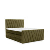 Pat rabatabil cu lada de depozitare, tapitat cu stofa, Candys Boxspring Verde Olive (5)