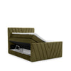 Pat rabatabil cu lada de depozitare, tapitat cu stofa, Candys Boxspring Verde Olive (6)