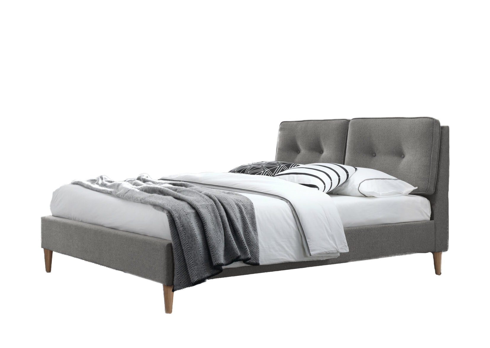 Lit rembourré en tissu, Carlita, Gris